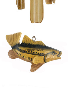 Memorial Gift in Sympathy “Fishing in Heaven" Custom Bass Memorial Wind Chime by Weathered Raindrop