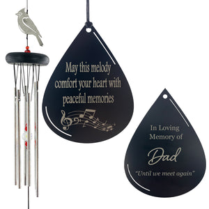 Memorial Cardinal Prisms 20 inch Wind Chime "Peaceful Memories" Sympathy Gift by Weathered Raindrop