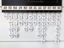 Mothers Day gift for Grandma FAMILY Days to Remember Calendar Sign with Birthdates, Anniversaries and Heaven Days