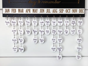 Mothers Day gift for Grandma FAMILY Days to Remember Calendar Sign with Birthdates, Anniversaries and Heaven Days
