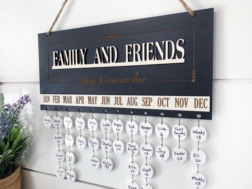 Calendar Gifts Family and Friends Days to Remember Calendar Sign Board