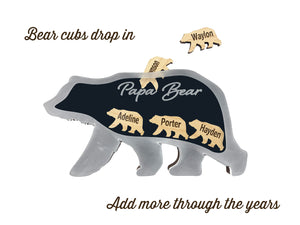 Papa Bear Magnet with Cubs Personalized Names Custom Keepsake Gift for Dad, or Grandpa Bears Drop In Add More in the Future