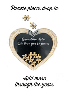 Arrives for Mothers Day Gift We Love You to Pieces MAGNET Personalized Heart Puzzle Gift for Grandma Grandpa with Grandchildren's Names