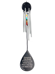 Beaded Silver Wind Chime 16 inch Gift In Memory of a Loved One Outdoor Memorial Teardrop by Weathered Raindrop