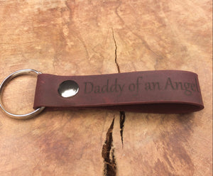 Father'S Day Gift / Daddy of an Angel Keychain, Thick Premium Leather Keyring, Personalised, Laser Etched, Memorial Keychain, Loss of Baby