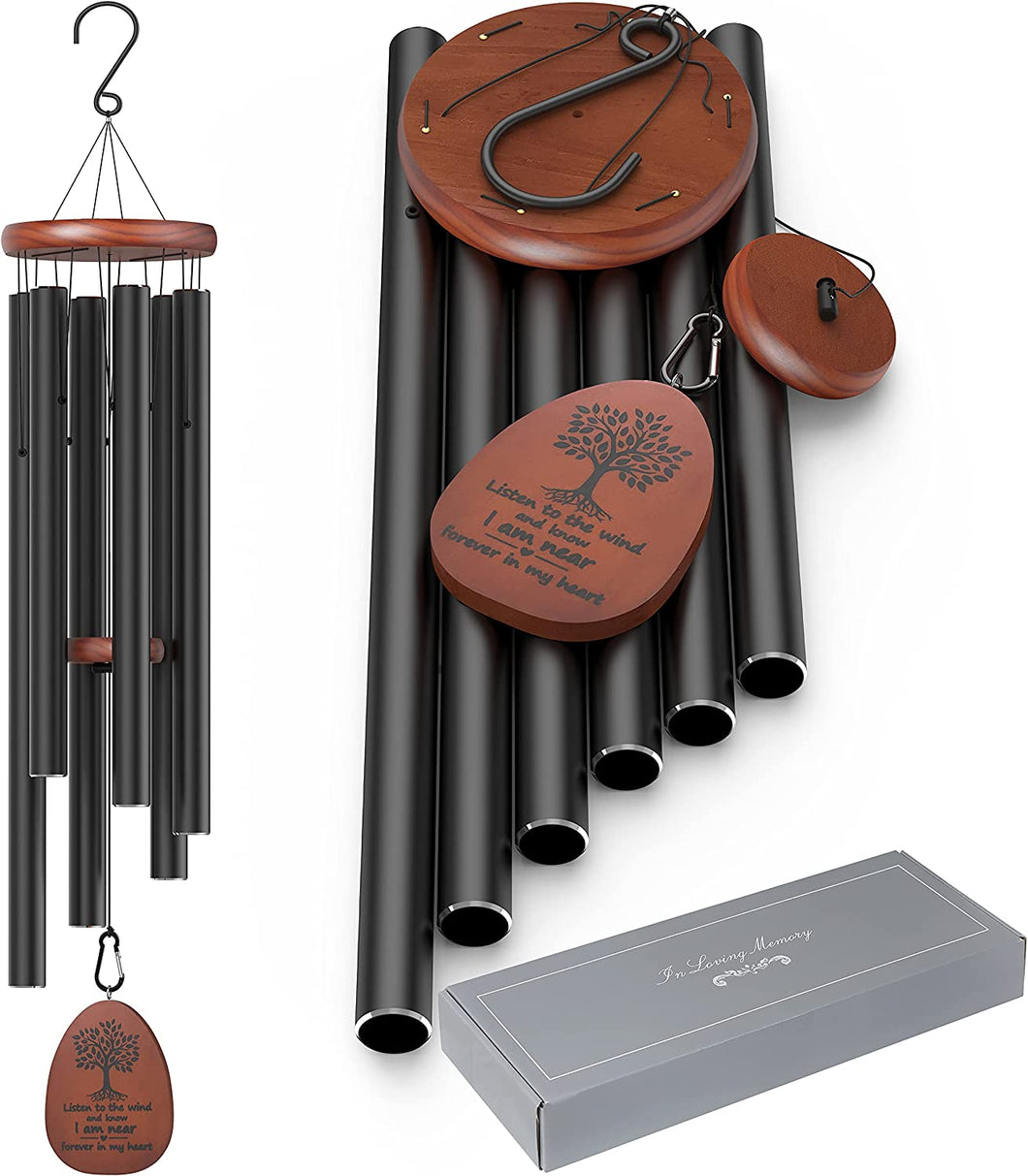 Sympathy Wind Chimes Outdoor Deep Tone,41 Inch Large Memorial Wind Chimes for Loss of Loved One,Ideal Memorial Gift/Bereavement Gift/Sympathy Gift for Condolence and Funeral (Black)