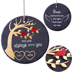 4'' Stone Wood Dad Memorial Ornament Christmas 2 Side Sympathy Cardinal I Am Always with You Keepsake Papa Daddy Father-In-Law Remembrance Gift Idea Window Xmas Holiday Decor HOT11-4D