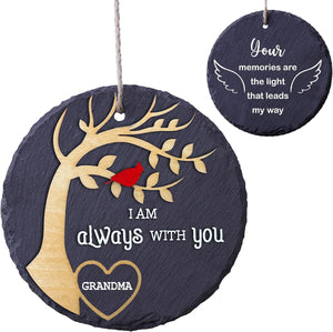 4'' Stone Wood Dad Memorial Ornament Christmas 2 Side Sympathy Cardinal I Am Always with You Keepsake Papa Daddy Father-In-Law Remembrance Gift Idea Window Xmas Holiday Decor HOT11-4D