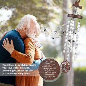 Memorial Wind Chimes for outside - 36" Hummingbird Sympathy Windchimes for Loss of Loved One Mother Father, Sympathy Gift Bereavement Condolences Grief Remembrance Funeral