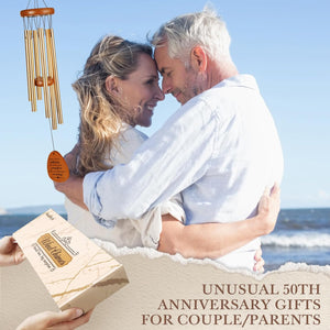 50Th Anniversary Wind Chime, Happy 50Th Wedding for Parents, Couples, Friends, Golden Anniversary Keepsake