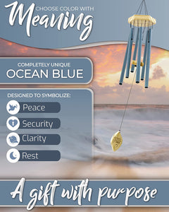 Memorial Wind Chimes 32" Ocean Blue Memorial Wind Chimes for Loss of Loved One -Sympathy Wind Chimes for Loss of Love One - Windchimes in Memory of a Loved One -Memorial Gifts & Funeral Gifts