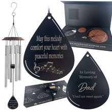 Memorial Gift in Sympathy “May This Melody Comfort Your Heart" Silver Large 34 inch Memorial Wind Chime by Weathered Raindrop