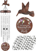 Memorial Wind Chimes for outside - 36" Hummingbird Sympathy Windchimes for Loss of Loved One Mother Father, Sympathy Gift Bereavement Condolences Grief Remembrance Funeral