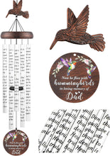 Memorial Wind Chimes for outside - 36" Hummingbird Sympathy Windchimes for Loss of Loved One Mother Father, Sympathy Gift Bereavement Condolences Grief Remembrance Funeral