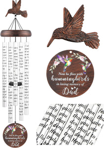 Memorial Wind Chimes for outside - 36" Hummingbird Sympathy Windchimes for Loss of Loved One Mother Father, Sympathy Gift Bereavement Condolences Grief Remembrance Funeral