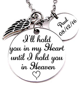 Memorial Gift-Stainless Steel Pendant, Necklace,A Piece Of My Heart Is In Heaven, Child loss-Memorial Jewelry Personalized