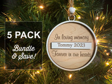 5 PACK Memorial Holiday Ornament in Memory of Loved One 2022 Modern Farmhouse Christmas Tree Sympathy Gift by Weathered Raindrop