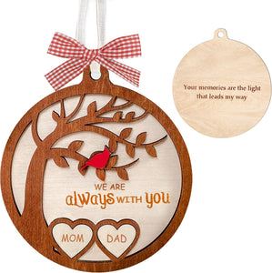 4'' Stone Wood Dad Memorial Ornament Christmas 2 Side Sympathy Cardinal I Am Always with You Keepsake Papa Daddy Father-In-Law Remembrance Gift Idea Window Xmas Holiday Decor HOT11-4D