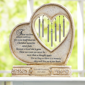 Personalized Sympathy Wind Chimes Stone Heart for outside Deep Tone, Memorial for Loss of Loved One Prime, Bereavement Condolence Remembrance Funeral Gifts for Grieving Friends Loss of Mother Father