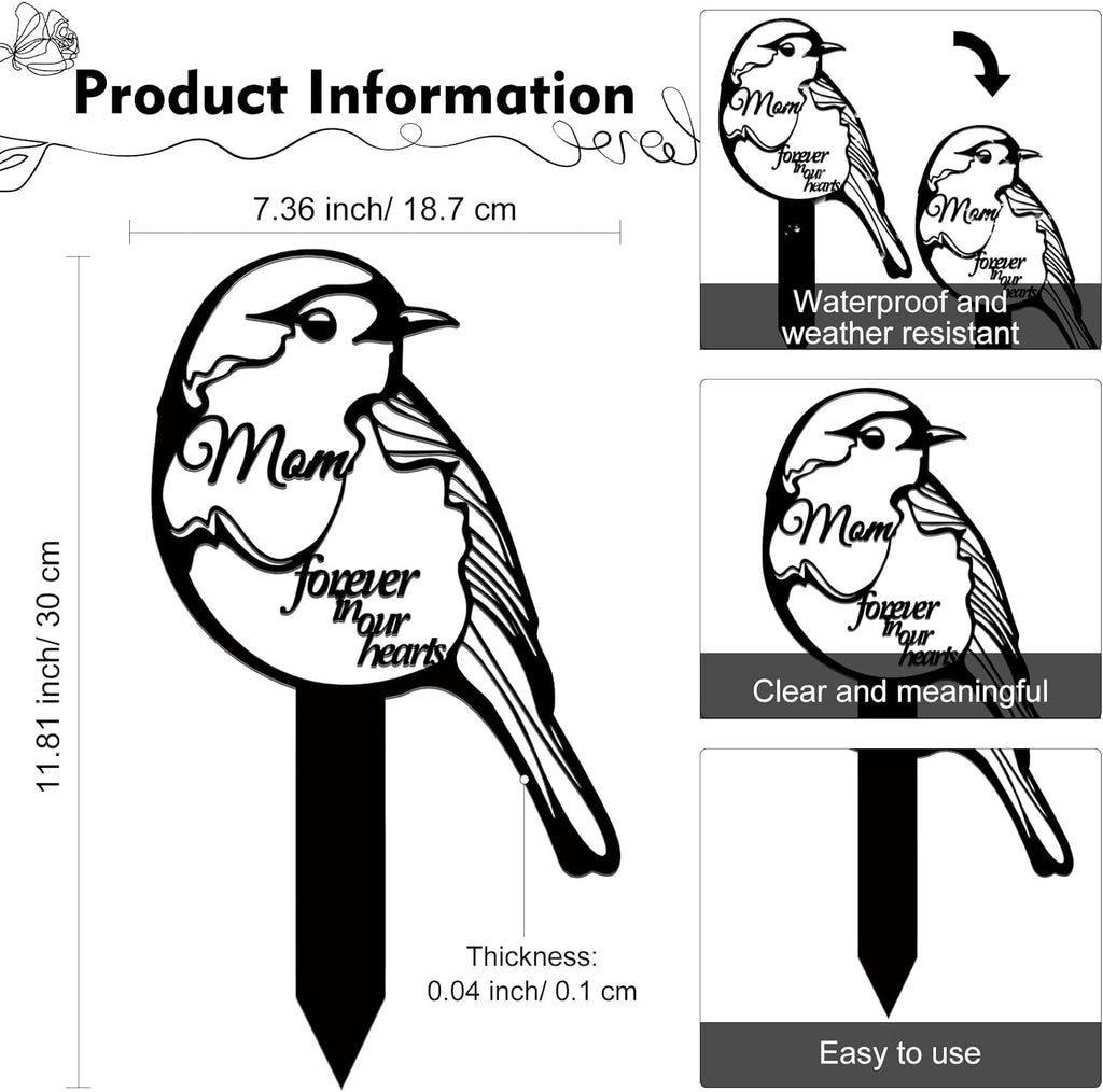 Sympathy Gift Bird Memorial Metal Stakes Grave Decorations for Cemeter ...