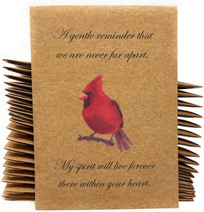 Cardinal Funeral Bird Seed Favors - 20 Individual Sealed Packets of Birdseed - Ready to Give Out, No Assembly Required