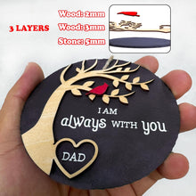 4'' Stone Wood Dad Memorial Ornament Christmas 2 Side Sympathy Cardinal I Am Always with You Keepsake Papa Daddy Father-In-Law Remembrance Gift Idea Window Xmas Holiday Decor HOT11-4D