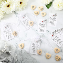 50 Sets Pocket Hug Token Gifts for Guest, Wooden Heart Token with Sheer Organza Bags and Cardinal Greeting Cards for Church Favors Family Funeral Gifts