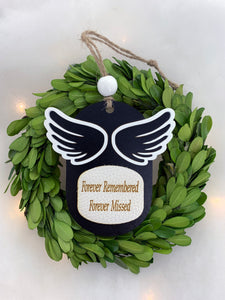 Angel Wing Memorial Holiday Ornament in Memory of Loved One Forever Remembered Forever Missed Christmas Tree Sympathy Gift by Weathered Raindrop