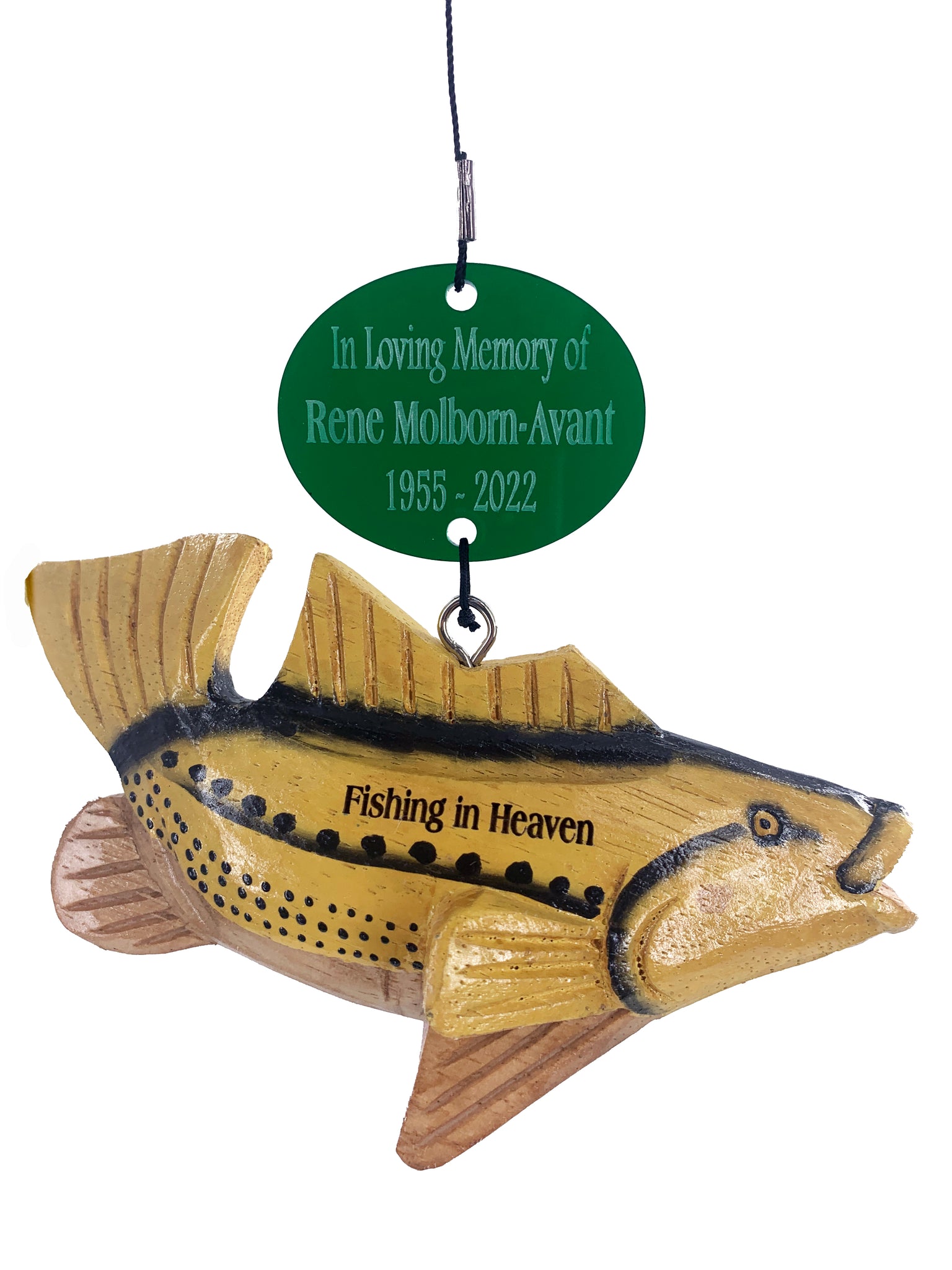 Memorial Gift in Sympathy “Fishing in Heaven Custom Bass Memorial Win –  Weathered Raindrop