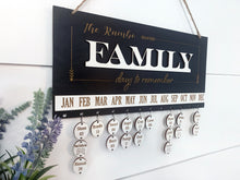 FAMILY Days to Remember Calendar Sign in Black & White, Family Birthdays & Heaven Days, Engraved Circles