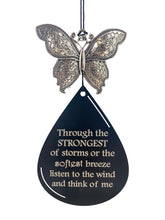 Silver Butterfly Memorial Wind Chime Large 34 inch Sympathy Gift by Weathered Raindrop