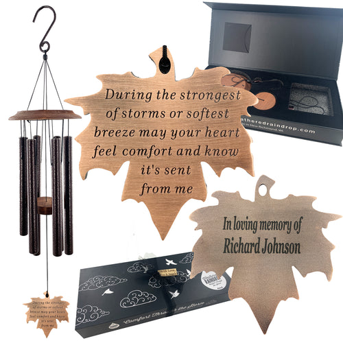 Memorial Wind Chimes in Sympathy Maple Leaf May Your Heart Feel Comfort by Weathered Raindrop