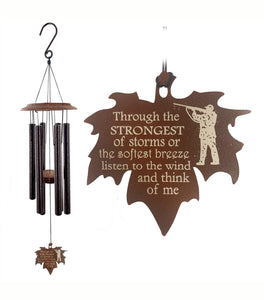 Memorial Hunter Wind Chime Leaf Sympathy Gift in Memory Deep Tone and Personalized by Weathered Raindrop