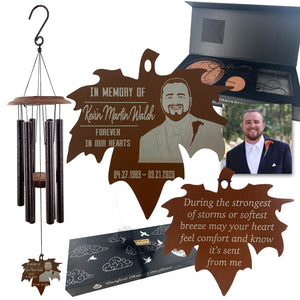 Memorial Picture Wind Chime Gifts in Sympathy of a Loved One - Deep Tone Personalized