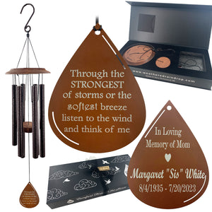 Memorial Teardrop Personalized Copper Wind Chime Sympathy Gift Box Set After Loss - Listen to the Wind