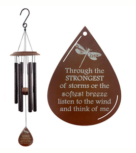 Memorial Dragonfly Wind Chime Teardrop Sympathy Gift in Memory Deep Tone and Personalized by Weathered Raindrop