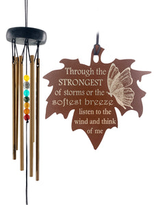 Butterfly Memorial Gift Beaded Copper Wind Chime 18 inch Gift In Memory of a Loved One Outdoor Sympathy Chakra Rust Metal Leaf