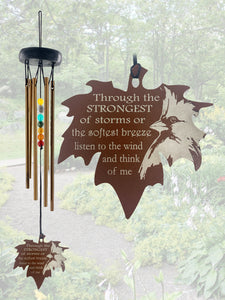 Cardinal Memorial Gift Beaded Copper Wind Chime 18 inch Gift In Memory of a Loved One Outdoor Sympathy Chakra Rust Metal Leaf