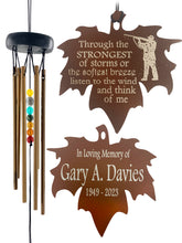 Hunter Memorial Gift Beaded Copper Wind Chime 18 inch Gift In Memory of a Loved One Who Loved to Hunt Outdoor Sympathy Chakra Rust Metal Leaf