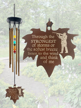 Hunter Memorial Gift Beaded Copper Wind Chime 18 inch Gift In Memory of a Loved One Who Loved to Hunt Outdoor Sympathy Chakra Rust Metal Leaf