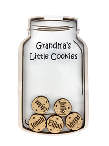Cookie Jar "Grandma's Little Cookies" Personalized Family Ornament Refrigerator Magnet, Display Stand or Ornament Add Kids Names by Weathered Raindrop