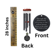 Memorial Gift Wind Chime Black Gifts in Sympathy Personalized Windchime Gifts "Through the Strongest of Storms or the Softest Breeze" Bereavement Keepsake for Outdoor Use