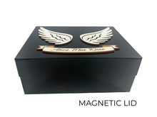 Angel Wings Memory Box Personalized in Memory of a Loved One, Holds Funeral Cards, Pictures, Special Mementos or Keepsakes; Add Custom Name