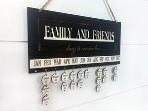 Gift Family and Friends Days to Remember Calendar Sign Board in Oak or Black, Engraved Circles