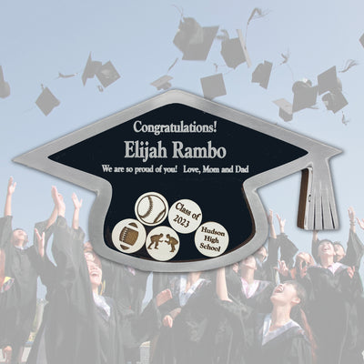Graduation Cap Magnet Personalized Keepsake Grad Gift Customized with Sports, Clubs, & Activities to Celebrate High School or College Senior