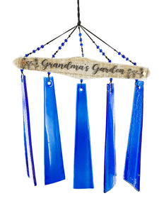 Mother's Day: Grandma's Garden, Nana's Garden, or Any Special Name - Personalized Custom Gift Wrapped Wind Chime Sun Catcher Gift Set