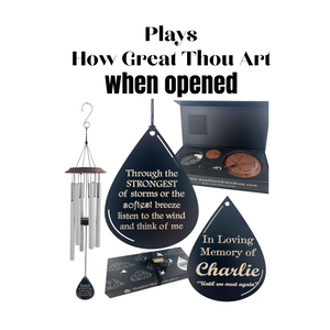 Plays How Great Thou Art-Silver Personalized Windchime Teardrop In Memory Sympathy Gifts