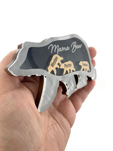 Mama Bear Magnet with Bear Cubs Personalized Names Custom Keepsake Gift for Mom, Bear Cubs Drop In Add More in the Future