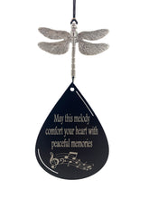 Memorial Gift in Sympathy “May This Melody Comfort Your Heart" Silver Dragonfly Large 34 inch Memorial Wind Chime by Weathered Raindrop