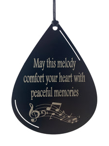 Memorial Gift in Sympathy “May This Melody Comfort Your Heart" Silver Large 34 inch Memorial Wind Chime by Weathered Raindrop